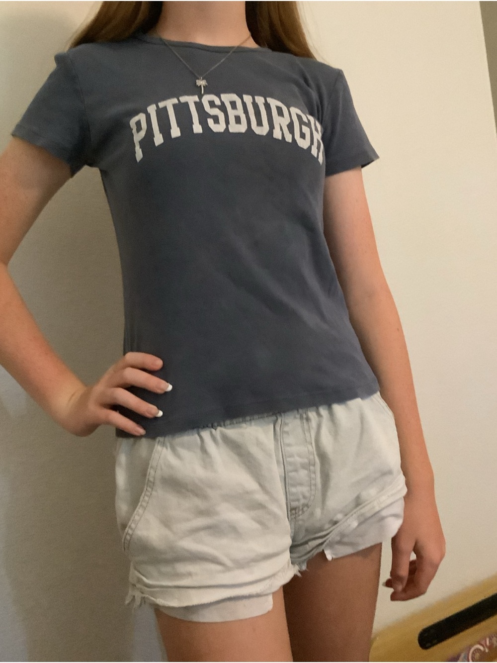 Navy Pittsburgh Graphic Tee - Brandy Melville